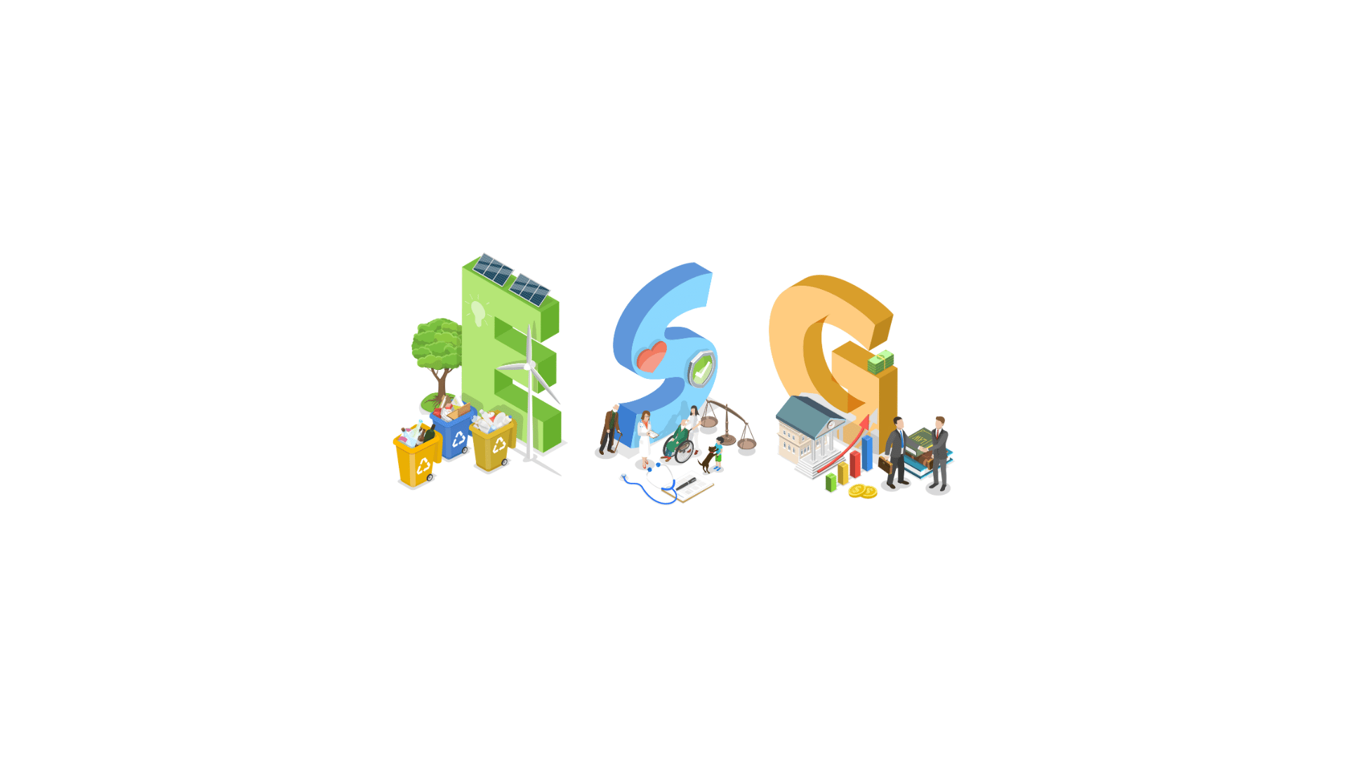 ESG 경영과 안전보건 이미지: 지구본을 배경으로 안전모를 쓴 사람들이 안전 서류를 디지털화하고 있는 모습, 그래프와 나무가 어우러져 지속가능성을 표현